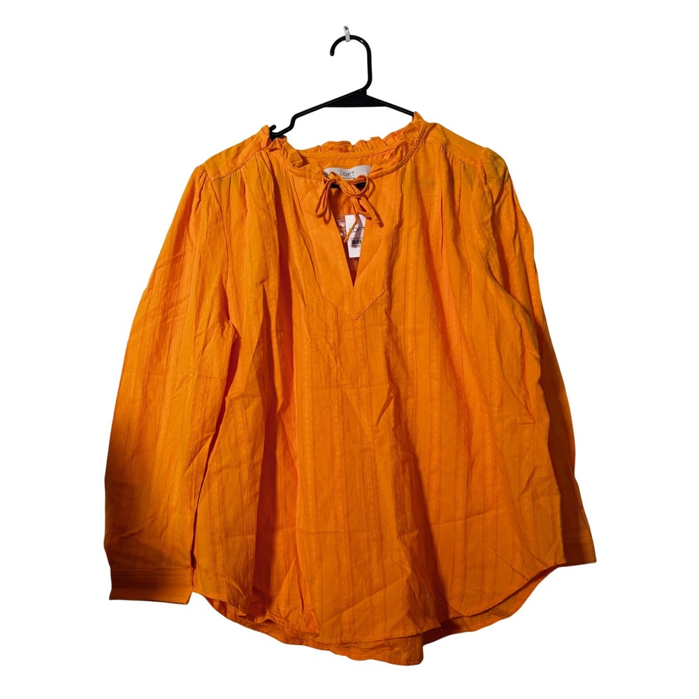 Loft Women's Peasant Blouse Large NWT Golden Orange Long Sleeve